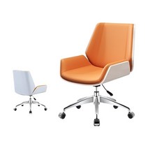 가구 테이블 침실 협탁 미드 백 벤트 우드 회전 사무실 컴퓨터 의자 가죽 사무용 230, 화이트 오렌지