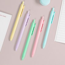 뽀너스 마카롱 볼펜 똑딱이 원터치 펜 1.0mm 5color 인쇄제작가능, 옐로우