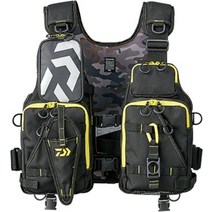 다이와 DAIWA 낚시 조끼 루어용 구명복 DF-6206 넉넉한 수납, 3 블랙옐로우