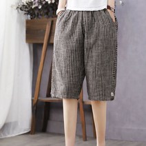 여성 여름 반바지 줄무늬 캐주얼 숏팬츠 5부 바지 빅사이즈 SFW0331022