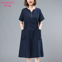 마원피스 모시메리 여성 여름 하프기장 2022 와이드 루즈핏 빅사이즈 캐쥬얼 중년 엄마 4768579292