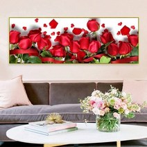 HZJL 3D 장미꽃 보석십사수 라운드 큐빅 DIY세트 집순이 집돌이 취미 태교십자수, 개, 120x45 cm