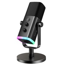 피파인 AM8 USB XLR 다이나믹 마이크 게이밍 방송 녹음용 독립 볼륨 노브 원터치 음소거, 검정