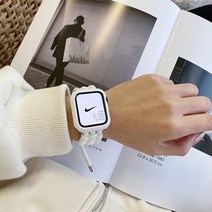 애플 워치 스포츠 호환 꼬임 2 3 4 5 6 7 스트랩 시계줄 밴드, 화이트 스트랩 베젤, 38mm에 적합