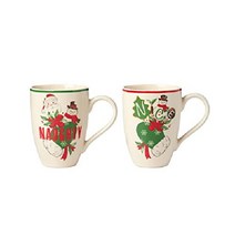 레녹스 크리스마스 홀리데이 Naughty Nice 머그 2피스 컵 세트 선물, Naughty  Nice Mugs Set of 2