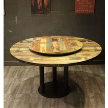 10인식탁 8인 식탁 세트 10인용 12인용 원목식탁 고급 호텔 레스토랑 개인 식당, 직경1.8턴테이블1.2-B