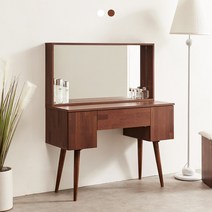 레트로 3단 수납 화장대 1000 (와이드거울포함) 2colors, 스툴제외, 멀바우