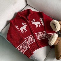 [크리스마스/연말룩] 12월 25일 연말을 위한 노르딕 사슴 눈꽃 아방핏 니트 집업 가디건 3color]메리딕가디건