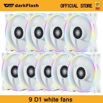 DarkFlash-D1 120mm PC 컴퓨터 LED 레인보우 팬 12cm 4 핀 데스크탑 냉각 쿨러 무소음 케이스 rgb, [09] 9 D1 white, [01] 고정 컬러, [01] WHITE