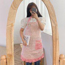 마이룸엔 베어 귀여운 곰돌이 순면 목걸이형 주방 방수 신혼 앞치마 2color, 핑크