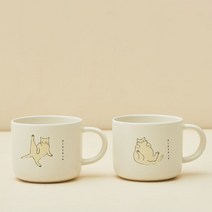 심쿵 미야옹 고양이 머그컵 귀여운 선물 커플잔 450ml, 고양이 무욕 머그컵