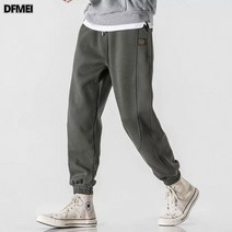 DFMEI 조거후드 남성 봄가을 와이드 빅사이즈 카고 팬츠 트레이닝 코디 청가죽 캐주얼 팬츠
