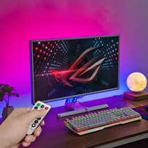 5V LED바 USB 줄 RGB 스트립 감성 홈PC방 컴퓨터 인테리어 붙이는 틱톡조명세트, 일반형, 1M