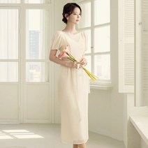 시크라인 쉬폰 보트넥 브이 셀프웨딩 원피스