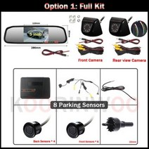 지게차후방감지기 굴삭기 후방경보기 Koorinwoo 자동차 용 전자 장치 스마트 카 시스템 주차 센서 8 점 전방 및 후방 미러 존재 점화, Option 1+Black Sensors