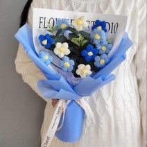 뜨개질 꽃다발 완제품 기념일 해바라기 방꾸미기 니트, 5.옐로우꽃다발