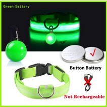 강아지 리드줄 목줄 충전 목걸이 펜던트 분리형 밝은 고양이 밤, 40.Green Button Battery - L Ne