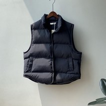 코튼 베스트 여성 겨울 두꺼운 도톰 민소매 나들이룩 어깨 숄 헨리넥 따듯한 자켓
