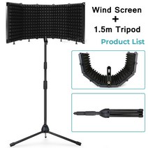 전문 녹음 마이크 팝 필터 윈드 스크린 바닥 삼각대 스튜디오 콘덴서 bm800 용 패널, With 1.5m Tripod 1