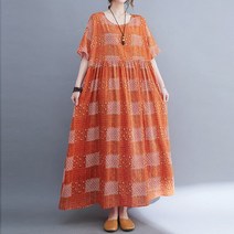 쿠잉 238113 여성 빅사이즈 롱원피스 사각패턴 엄마원피스