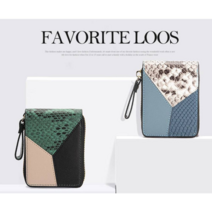 오너클랜 여성 뱀가죽 문양 소가죽 카드지갑 손지갑 지갑선물