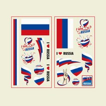 축구공 국기 문신 스티커 방수 임시 카타르 축구 팬 파티 일회용 가방 플래그 로고, [20] Russia, 1개