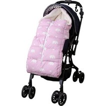 에머 웜 다운 풋 머프 유모차 내한성 슬리핑 백”유모차 다운 풋 머프”코끼리 패턴 핑크, 클라우드 블루