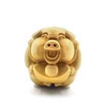 미니 불상 불교 스님 미니어처 동상 fengshui buddhism 코끼리 원숭이 운이 좋은 돼지 나무 조각 공예 kokeshi 입상 홈, 행운의 돼지