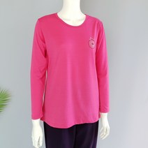 마마옷짱] 여성 긴팔 라운드티 무지 스판 티셔츠 자전거 포인트 엄마옷 생활복 작업티 요양원