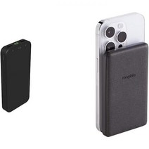 모피 파워스테이션 2023 PD 핸드폰 배터리 Snap플러스 Juice Pack 미니 5000mAh 내장 배터리가 장착된 무선 휴대용 마그네틱 충전기 블랙, Power Bank + Charger