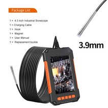 배관내시경 카메라 산업용 3.9mm 검사 1080p hd 4.3 인치 lcd 화면 ip67 방수 뱀 (파이프 하수구 배수구 6 led 조명 포함) 7, 2m, p40 3.9mm 싱글