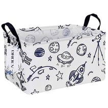 ONOEV 직사각형 접이식 세탁 바구니 방수 캔버스 선물 방 사무실 의류 장난감 보관(그린 공룡), Blue