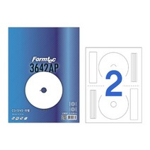 한국폼텍 IJ-3642AP CD|DVD 라벨지 내경좁은것 2칸 100매 IJ3642AP