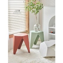 명품 베란단 홈카페 의자 모던스툴 플라스틱 디자인 야외벤치 ZUOXIA, 스퀘어 딥 핑크