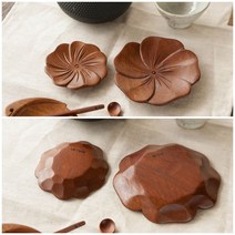 원목 과일나무 옻칠 꽃잎 차탁 우드 컵받침 중 10.5cm 커피잔-2802EA, 본상품선택