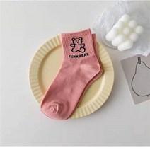 미들 하프 삭스 양말 여성 트렌드 큐트 부드럽고 아름답다 봄 여름 애니메이션 학원 무드 발목 3838826512, 곰돌이 양말 핑크