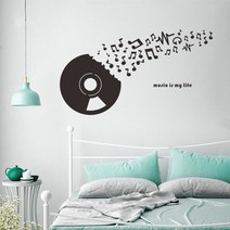 벽걸이 CD플레이어 레코드 디스크 CD 음악 벽 스티커 댄스 교실 바 이동식 Muurstickers 비닐 아트 홈 장식 Self-Sticking 4262, [01] 58CM X 65CM, [07] 보라색