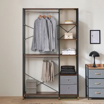 상도가구 모던하임 행거 1200 시스템행거 드레스룸행거 드레스룸, 블랙프레임+월넛_CO