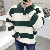 용된다 남자 단가라 오버핏 오픈 카라 니트