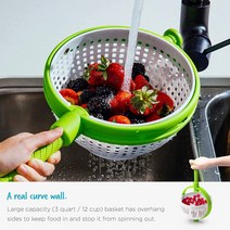 야채탈수기 Salad Spinner샐러드 회전 기부엌 채소 물빠지는체 홈웨어 야채씻기 도우미, T01-그린색