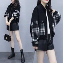 키작은여자옷 여성의류 겨울 가을 숏 모직코트 체크 패치워크 블러킹 스탠딩카라 x2개 2759774055