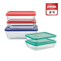 코렐 파이렉스 심플 컬러드 사각 저장용기 5p세트, 없음