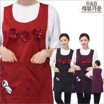 레뷰가운 AE207 원피스앞치마 꽃앞치마 여름 시장 행사 식당 화원 주방 서빙복 앞치마, AE207_검정(L)