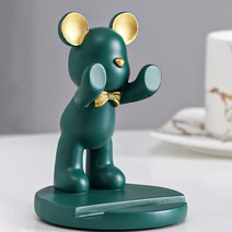 꿀템마켓 곰돌이 휴대폰 태블릿 거치대, 푸시-딥그린