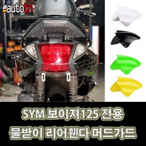 LJ AIT 커스텀 튜닝 물받이 리어휀다 머드가드 4가지컬러 SYM 보이져125 전용, 1개, 화이트세트+번호판브라켓