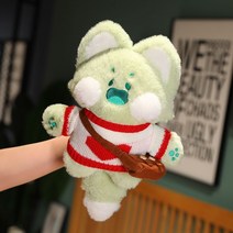 PKTOYS DIY 오가닉 애착 사랑 고양이인형 옷 봉제 스러운 베개 뚜뚜이 야옹이 명절 리스마스 선물, 말차 녹색-빨간색 빨간색 빨간색 사랑 갈색 가방, 30cm
