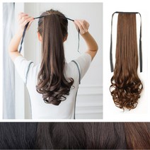 [피플앤제이] 포니테일 가발 긴 웨이브 묶음머리 올림머리 여성스러운 연출, 60CM, 블랙