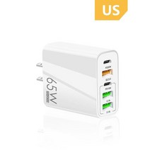 고속충전기 접지 최대 충전 65W PD65W-GAN 블랙 PD QC PPS 4포트, 65W 질화 갈륨 US (화이트), 1개