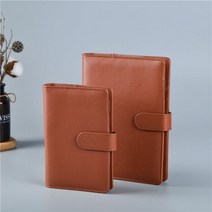마카롱 컬러 A5 A6 6 링 바인더 PU 클립 온 노트북 가죽 루즈핏 잎 커버 저널 귀여운 문구, brown
