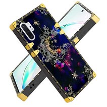 Fiyart 삼성 갤럭시 노트 10 플러스 케이스 10+ 5G 2019 출시 럭셔리 골드 퀸 스퀘어 소프트 TPU 랩 엣지 및 하드 PC 백 스타일리시 클래식 레트로 커버
